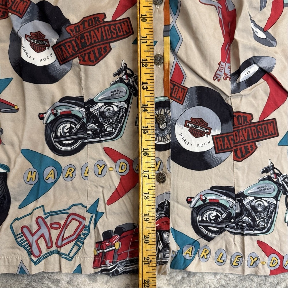 Harley Davidson 50's Hawaiian Tori Richard Motorcycle Top L Vintage USA Made - Picture 8 of 8